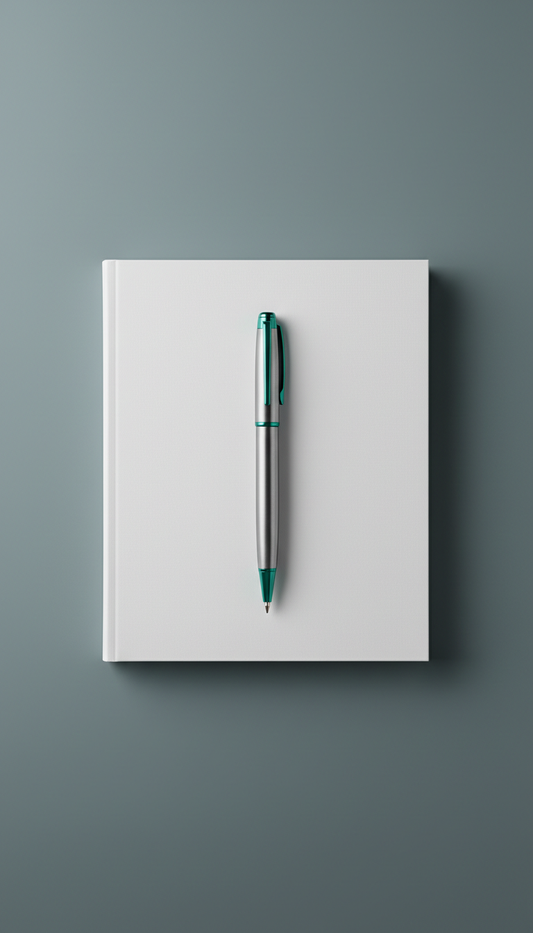 Brushed Metal Pen With Matte White Notebook